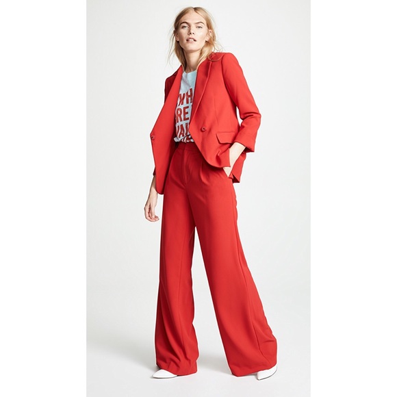 NWT Alice+Olivia High Waist Red Wide Leg Eric pant - Picture 4 of 8